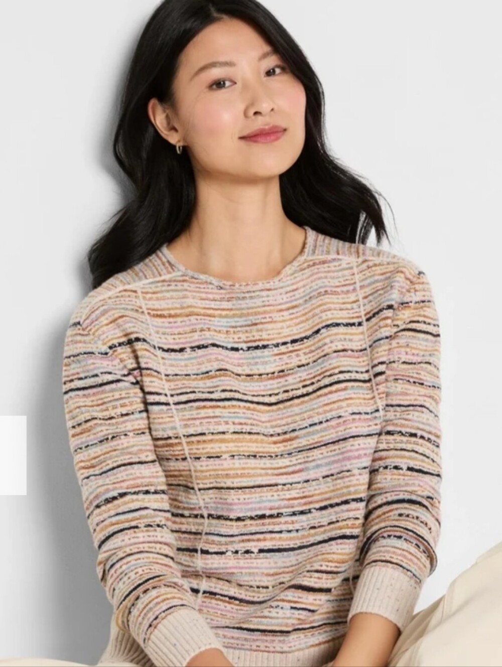 Nic+Zoe Mirage Seamed Sweater in Pink Multi